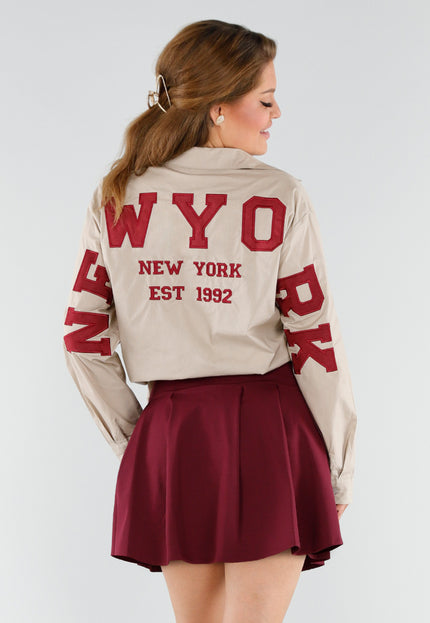 NEW060825 Beige Blouse met NY