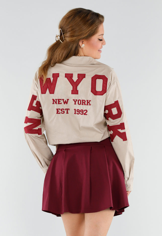 NEW060825 Beige Blouse met NY