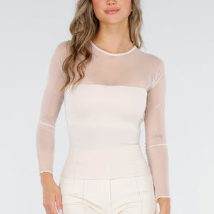 NEW060825 Beige Mesh Top met Pads