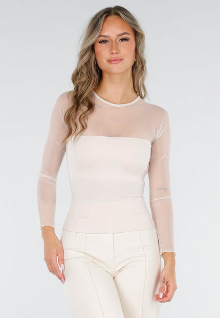 NEW060825 Beige Mesh Top met Pads