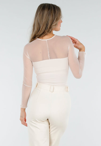NEW060825 Beige Mesh Top met Pads