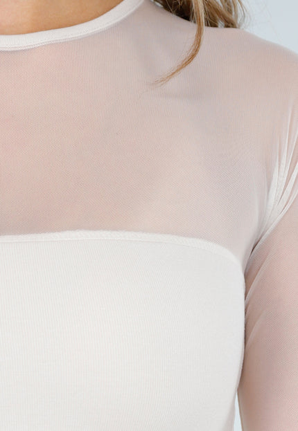 NEW060825 Beige Mesh Top met Pads
