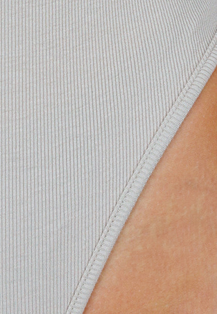 NEW060825 Beige Rib Bodysuit met Pads