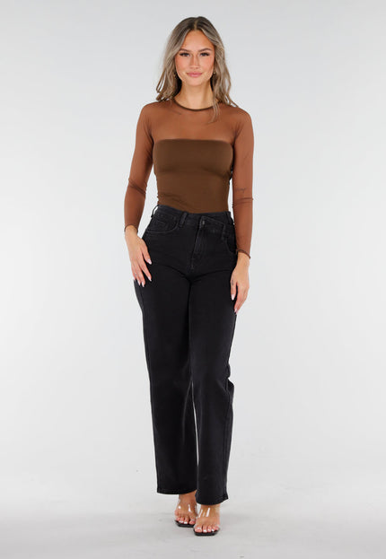 NEW060825 Bruine Mesh Top met Pads