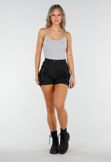 NEW060825 Grijze Rib Bodysuit met Pads