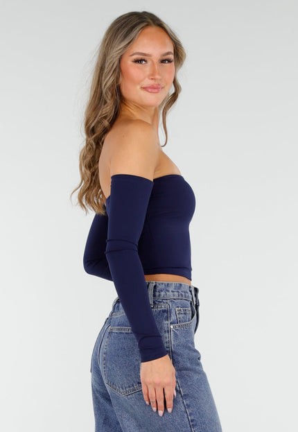 NEW060825 Off Shoulder Top Navy