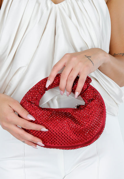 NEW060825 Rode Handtas met Strass