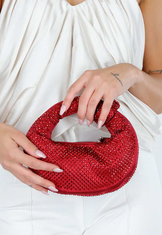 NEW060825 Rode Handtas met Strass