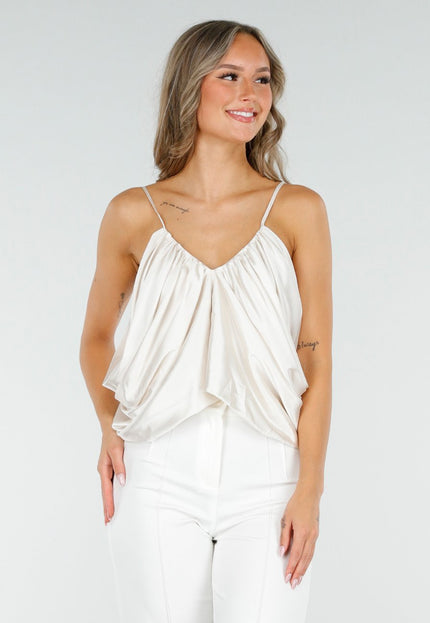 NEW060825 Satijnen Top Crème