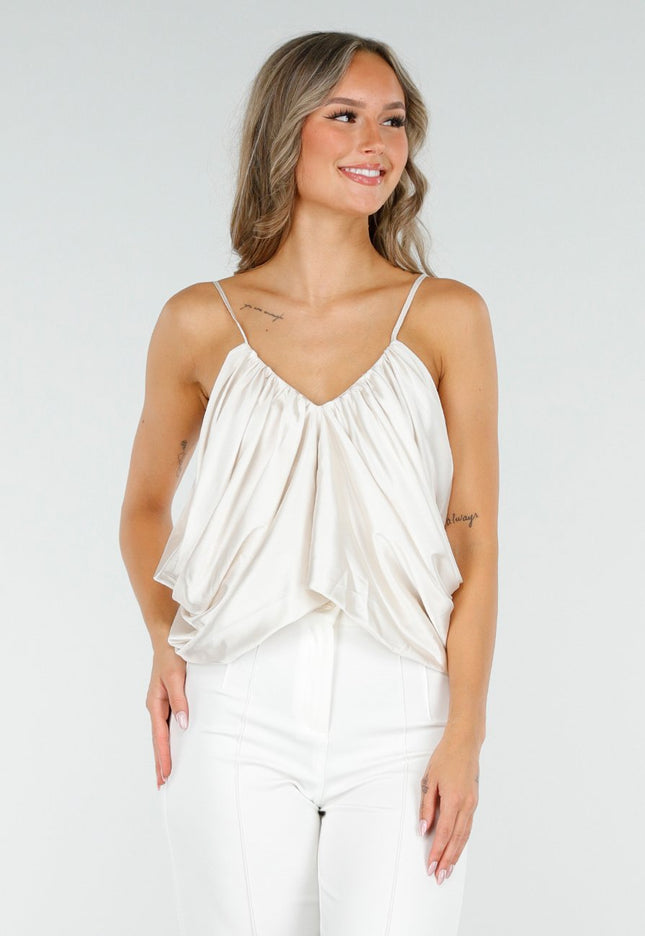 NEW060825 Satijnen Top Crème