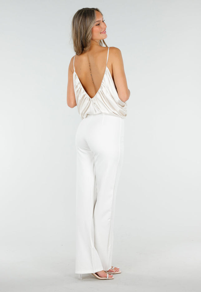 NEW060825 Satijnen Top Crème