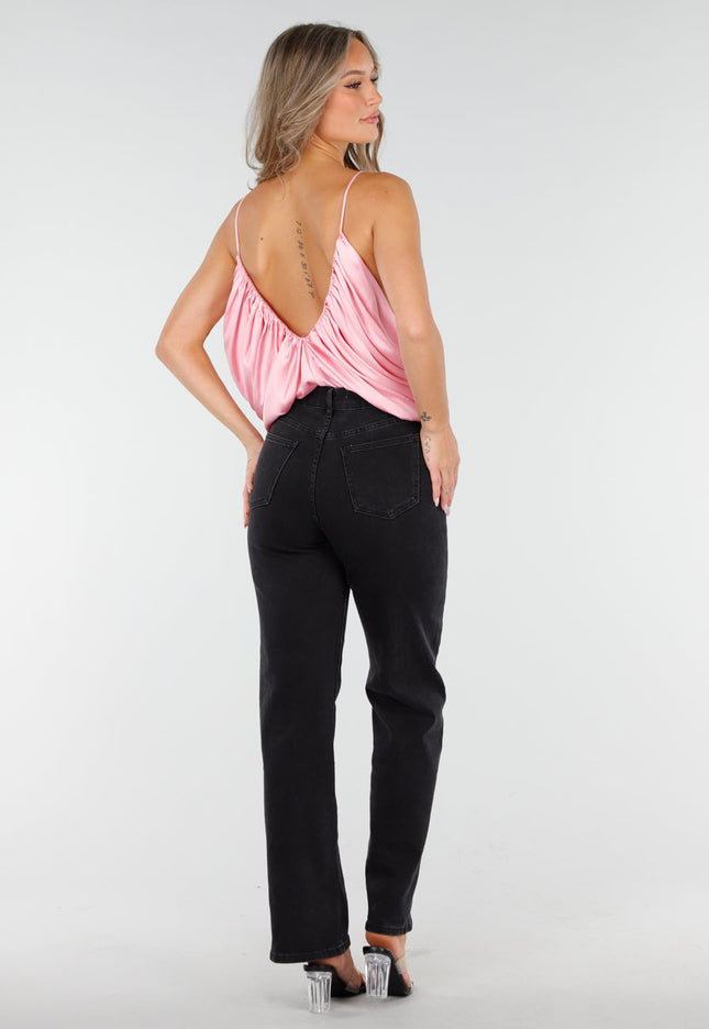 NEW060825 Satijnen Top met Plooien