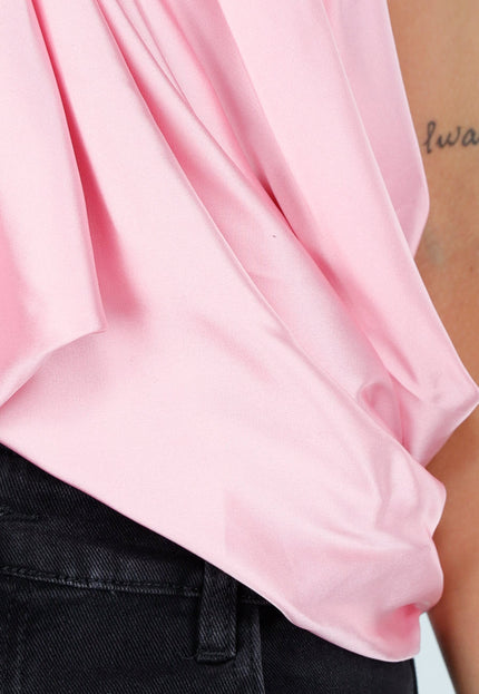 NEW060825 Satijnen Top met Plooien