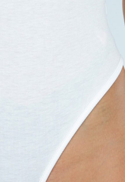NEW060825 Witte Rib Bodysuit met Pads