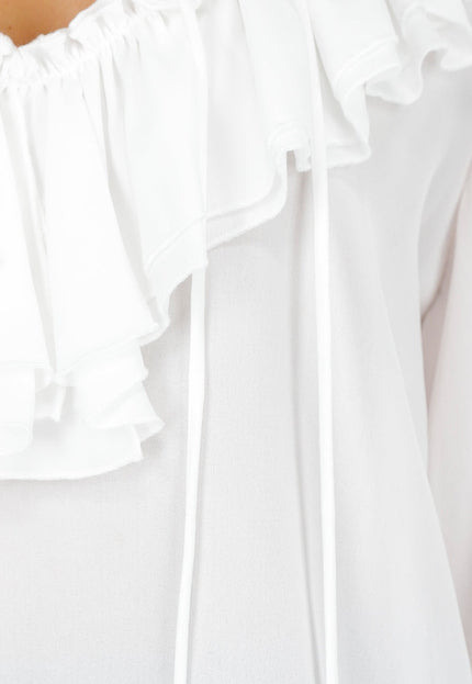NEW060825 Witte Ruffle Blouse met Strik