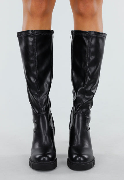 OP=OP.49.NL Zwarte Hoge Laarzen met Hak