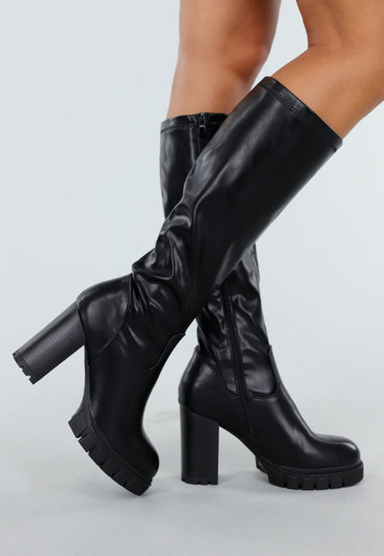 OP=OP.49.NL Zwarte Hoge Laarzen met Hak