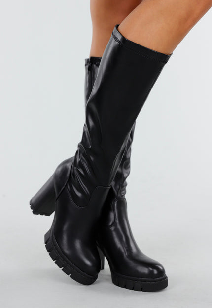 OP=OP.49.NL Zwarte Hoge Laarzen met Hak