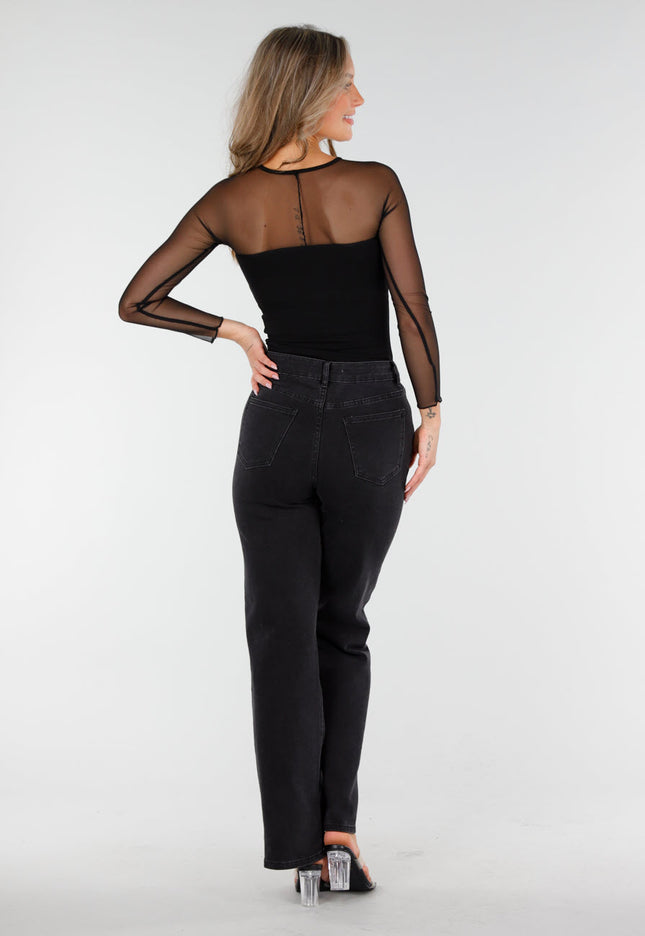 NEW060825 Zwarte Mesh Top met Pads