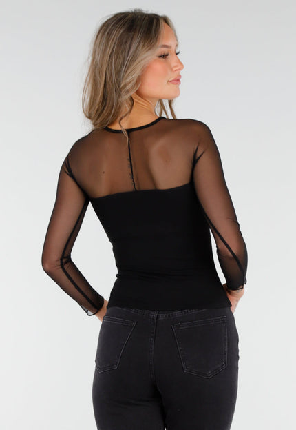 NEW060825 Zwarte Mesh Top met Pads