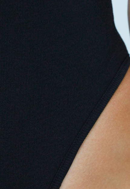 NEW060825 Zwarte Rib Bodysuit met Pads
