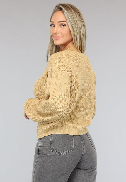 OP=OP.51.S Camel Kabel Gebreide Trui