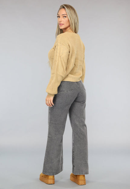 OP=OP.51.S Camel Kabel Gebreide Trui