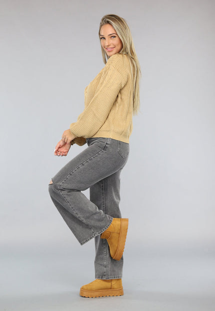 OP=OP.51.S Camel Kabel Gebreide Trui