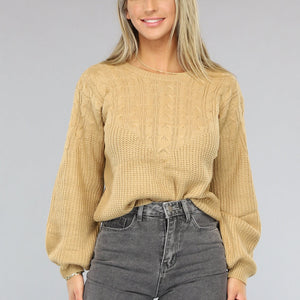 OP=OP.51.S Camel Kabel Gebreide Trui