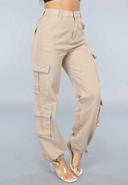 NEW0609 Khaki Carpenter Broek met Zakken
