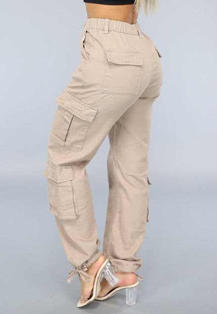 NEW0609 Khaki Carpenter Broek met Zakken