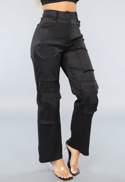 NEW0609 Zwarte Cargo Broek met Zakken