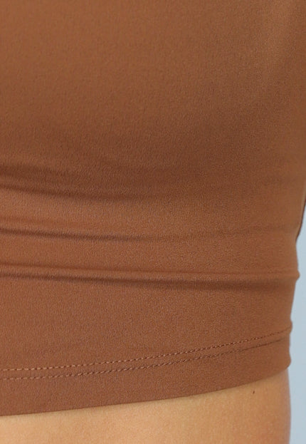 NEW0611 Camel Padded Sporttop met Open Rug