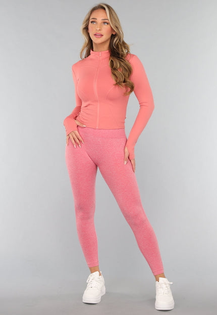 NEW0611 Koraal Kleurig Sportjasje met Ritssluiting