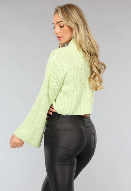 NEW0612 Lichtgroene Trui met Wijde Mouwen