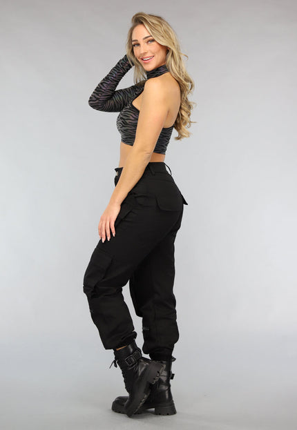 NEW0612 Reflecterende Zebra One Shoulder Top