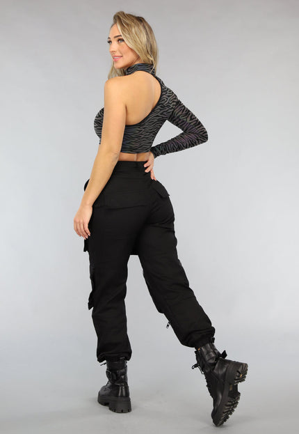 NEW0612 Reflecterende Zebra One Shoulder Top