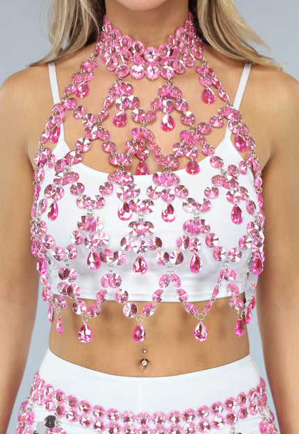 NEW0612 Roze Strass Festival Two Piece