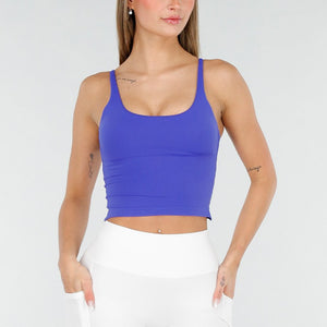 NEW070126 Blauwe Stretch Sport Top met Pads