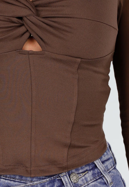 OP=OP.06.NL Bruine One Shoulder Mesh Top
