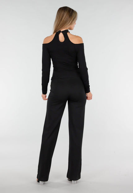 NEW070126 Cold Shoulder Top Zwart