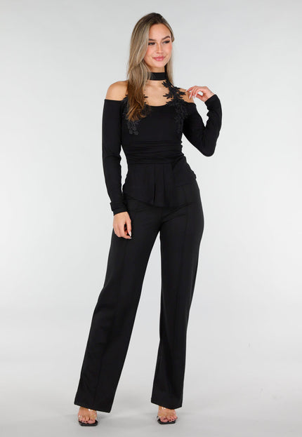 NEW070126 Cold Shoulder Top Zwart