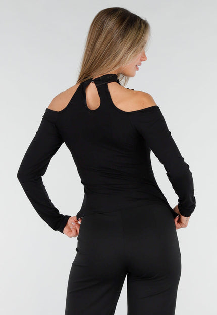 NEW070126 Cold Shoulder Top Zwart