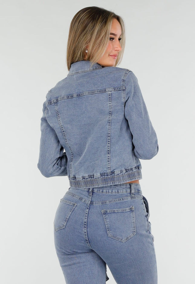 NEW070126 Denim Cargo set blauw