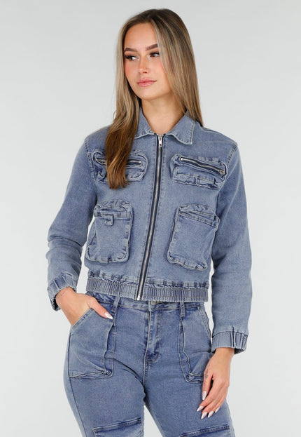 NEW070126 Denim Cargo set blauw