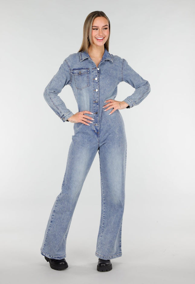 NEW070126 Denim Jumpsuit Blauw