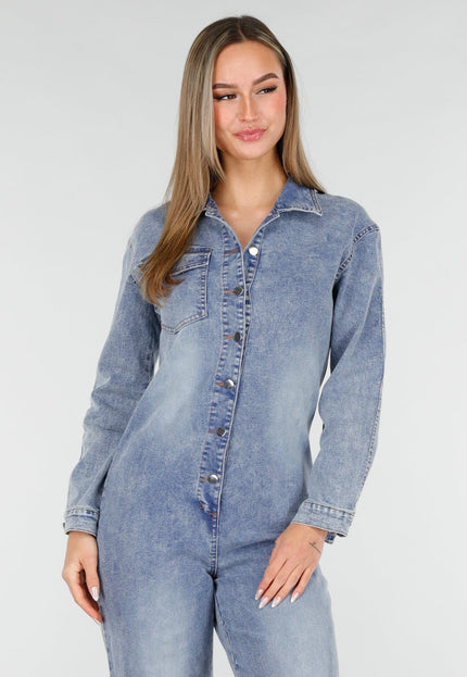 NEW070126 Denim Jumpsuit Blauw