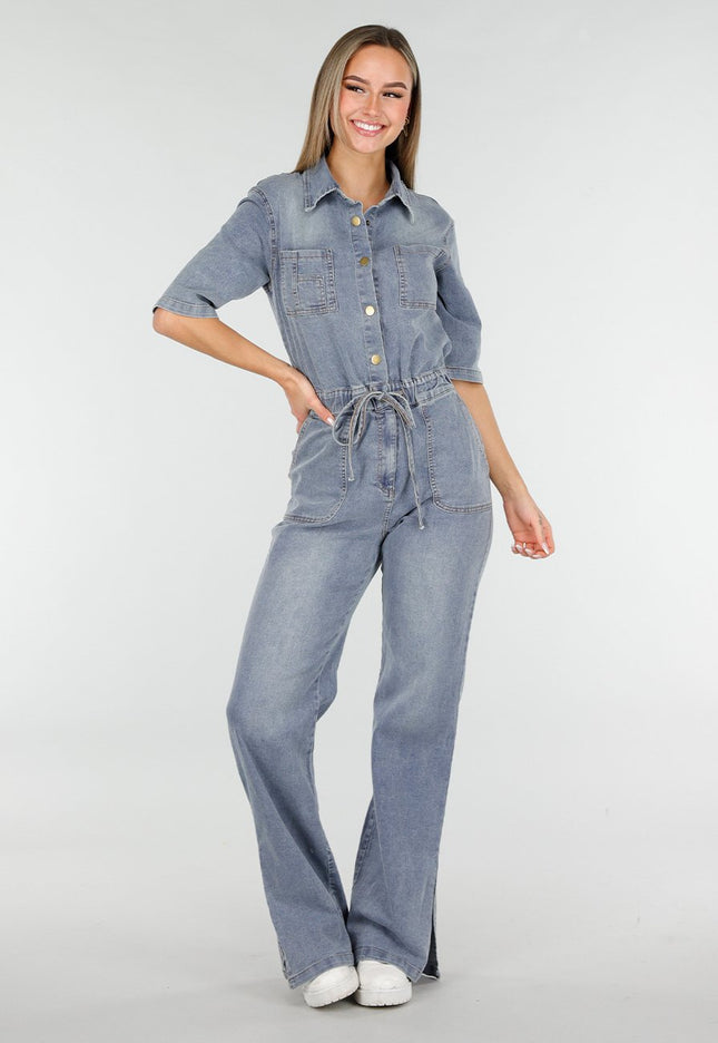 NEW070126 Denim Jumpsuit Korte Mouwen
