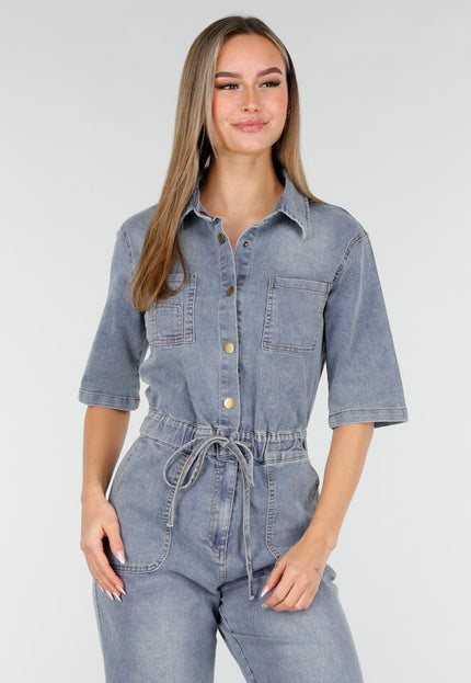 NEW070126 Denim Jumpsuit Korte Mouwen