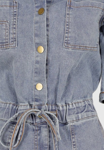 NEW070126 Denim Jumpsuit Korte Mouwen